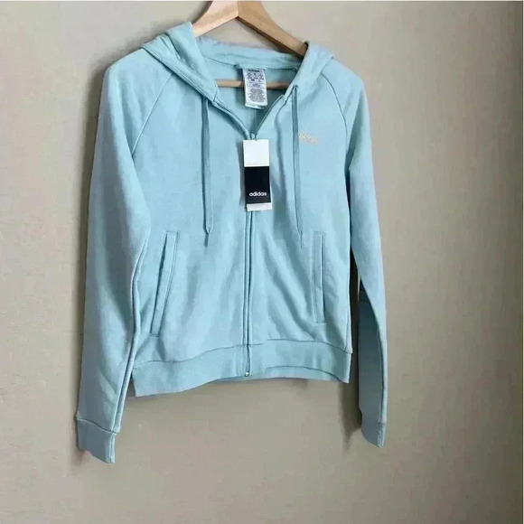 Adidas Brand Zip Front Hoodie Mint Green Size Small - Picture 1 of 10